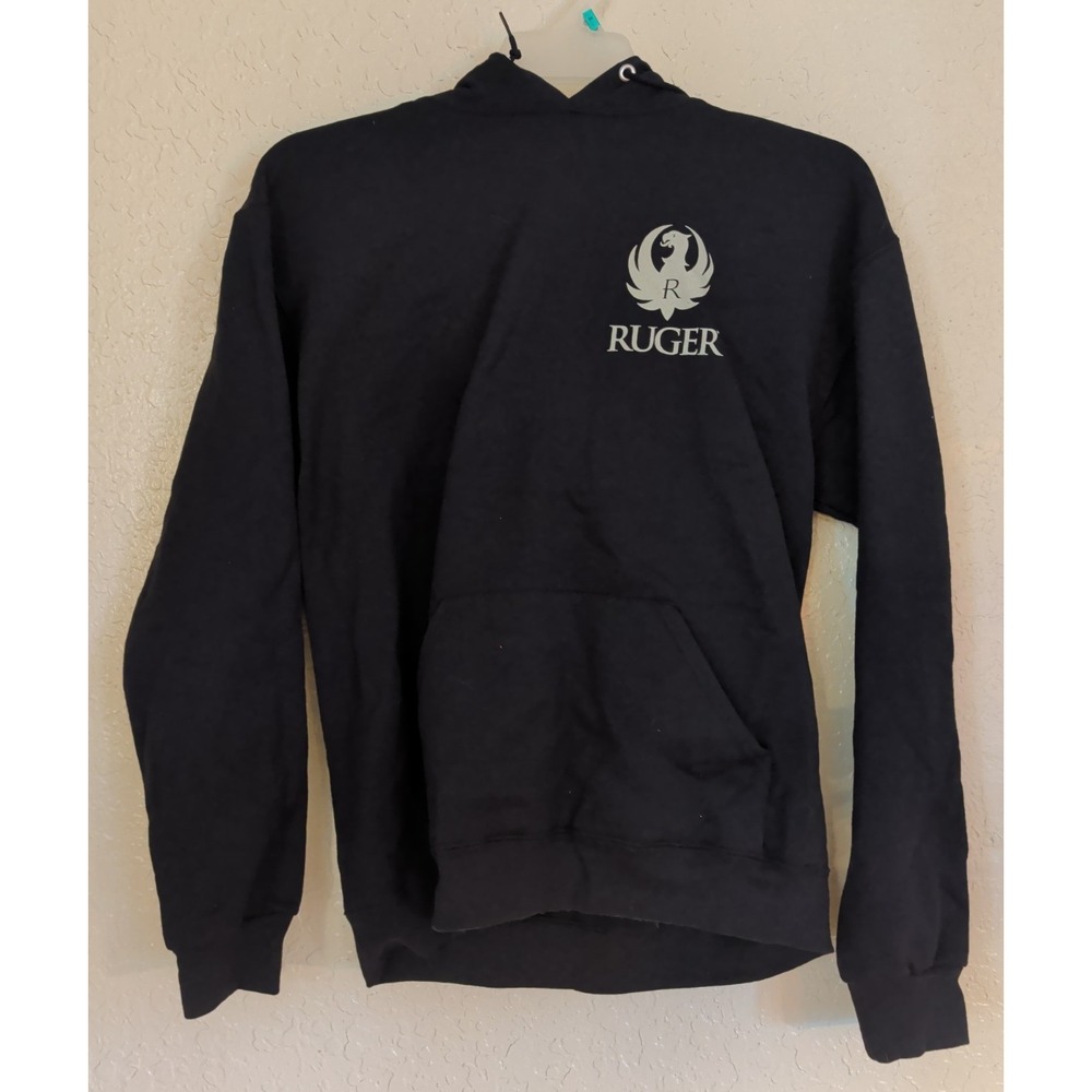 Ruger Mens Black Rugged Reliable Firearms Logo Hooded Sweatshirt Pullover M